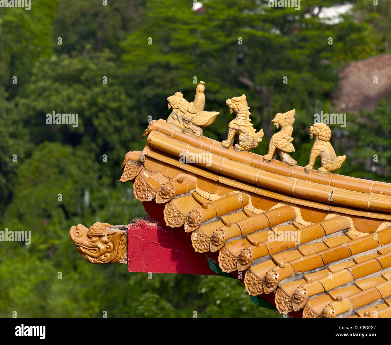 Dach-Dekoration der Thean Hou Tempel, Kuala Lumpur, Malaysia. Stockfoto