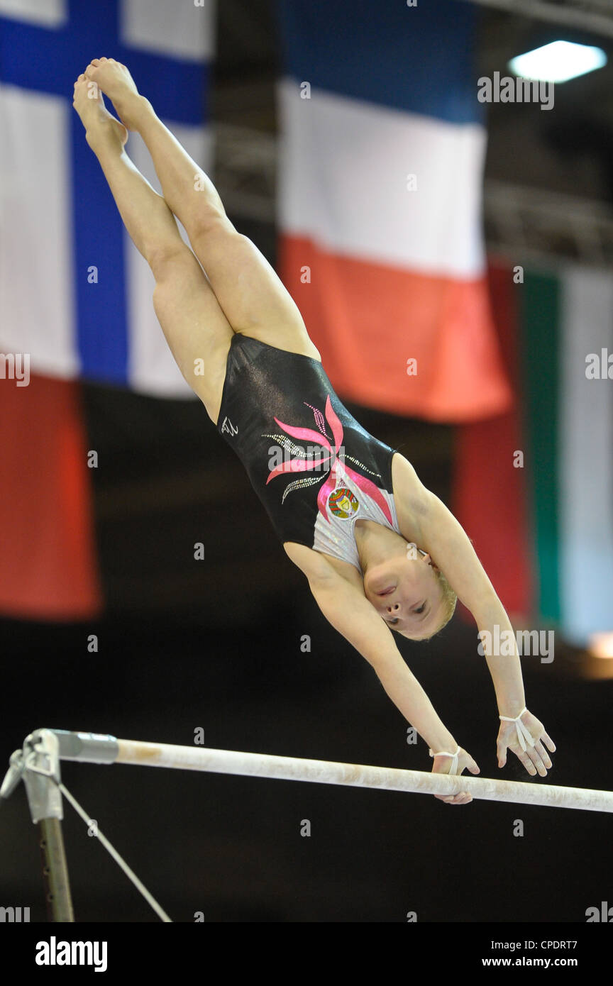 Europäische Gymnastik Meisterschaften Brüssel 14.5.12 einzelnen Apparat Finals.HRYHORYEVA Dayana BLR Stockfoto