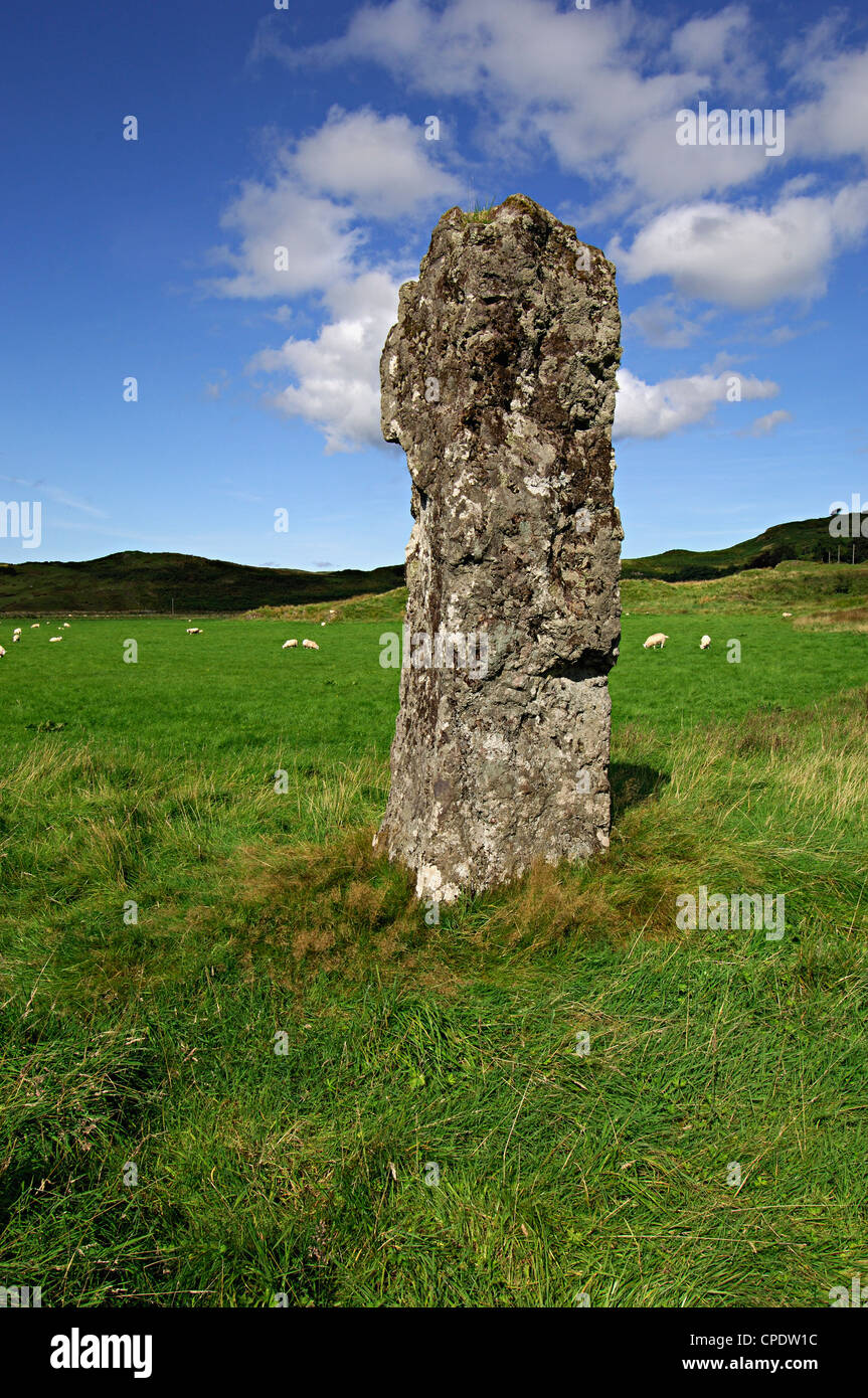 Menhir in bei Clach Na Carraig in Glen Lonan, Argyll, westlichen Schottland, UK Stockfoto