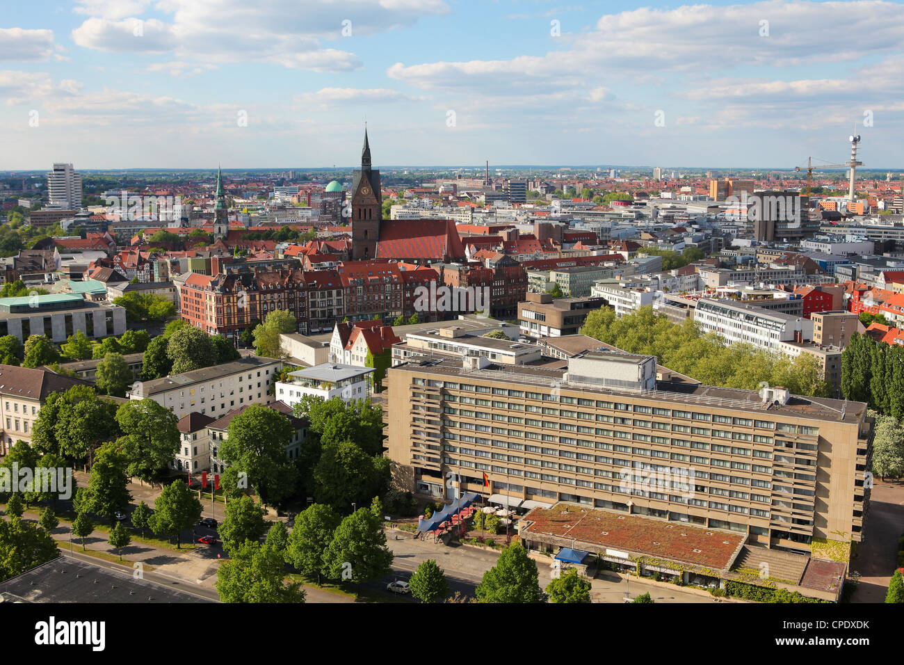 VEW auf das Zentrum von Hannover, Deutschland. Stockfoto