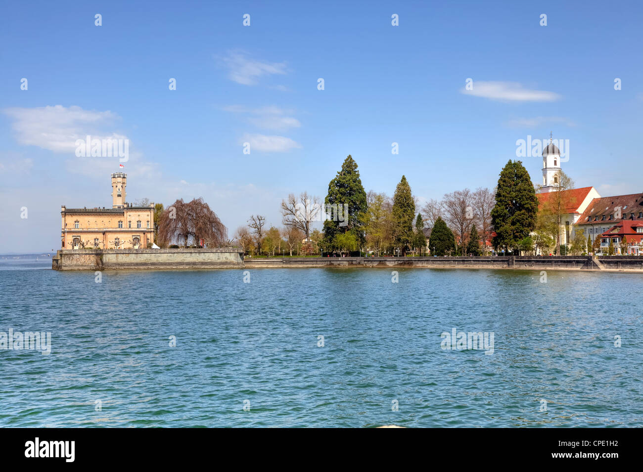Pfarrei St. Martin, Bodensee, Schloss Montfort, Langenargen, Baden-Württemberg, Deutschland Stockfoto