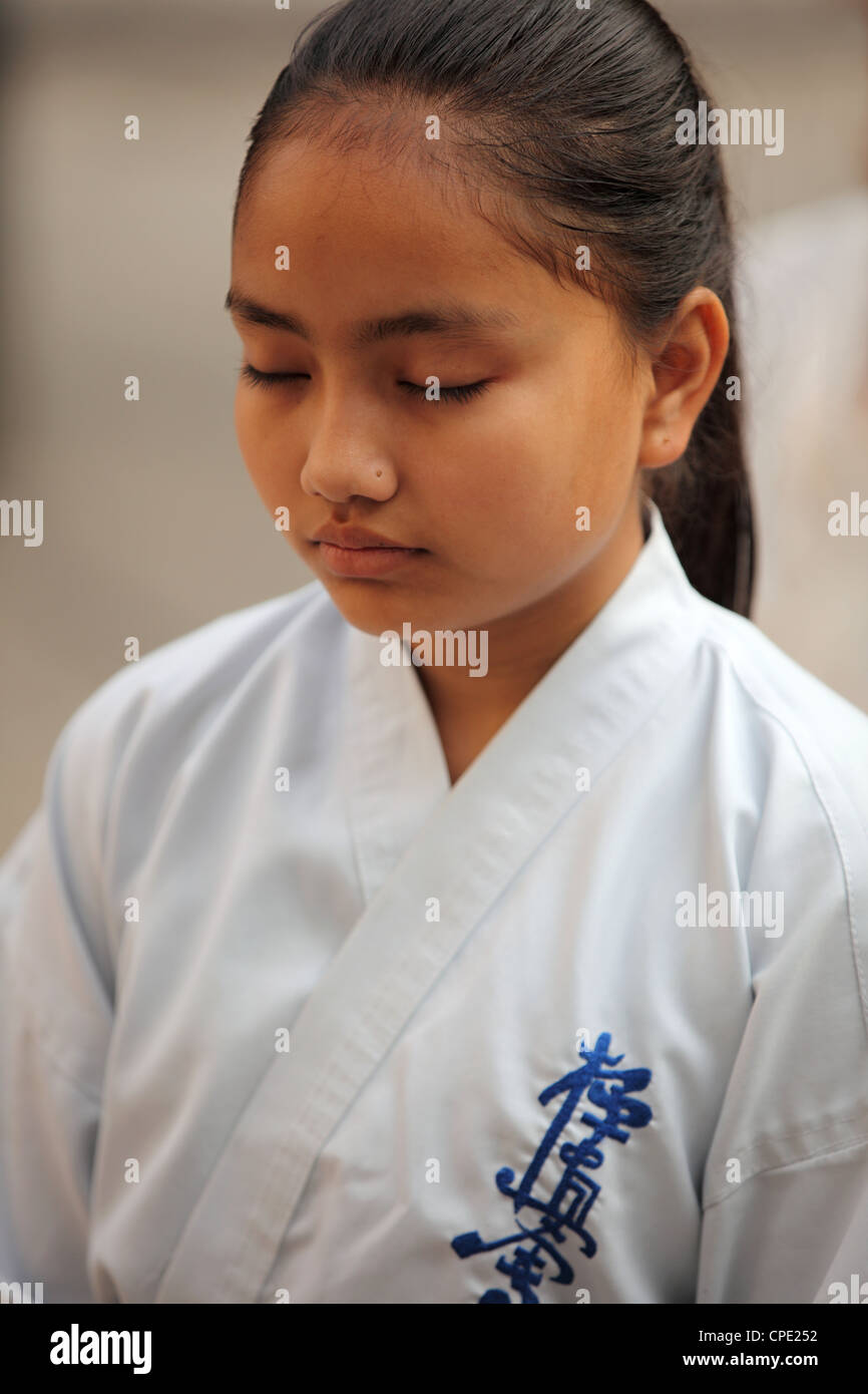 Karate Schüler Kathmandu-Nepal Stockfoto