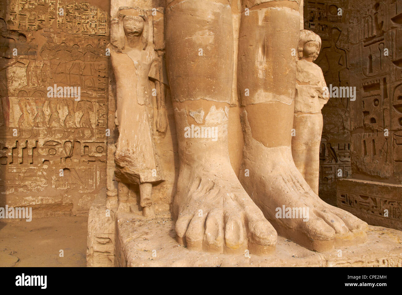 Detail, Medinet Habou Tempel, Westufer des Nil, Theben, UNESCO World Heritage Site, Ägypten, Nordafrika, Südafrika Stockfoto