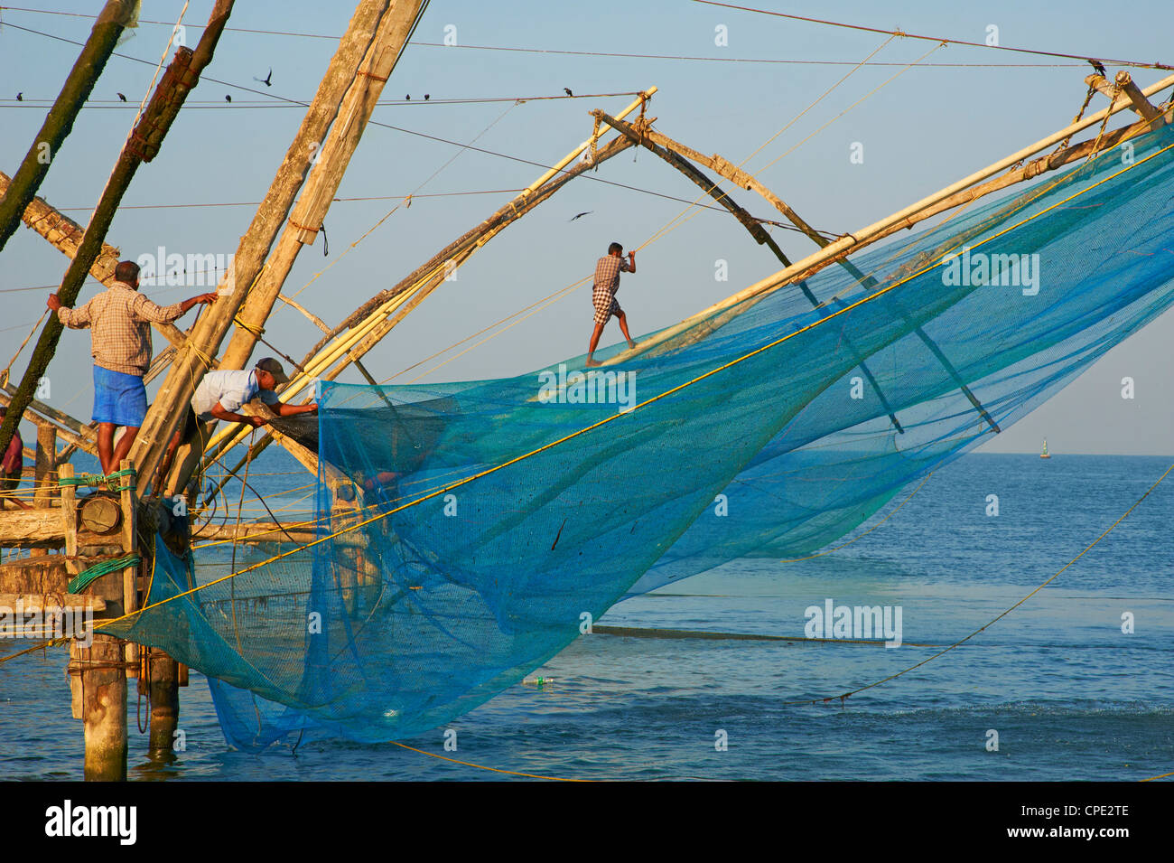 Chinesische Fischernetze, Cochin, Kerala, Indien, Asien Stockfoto