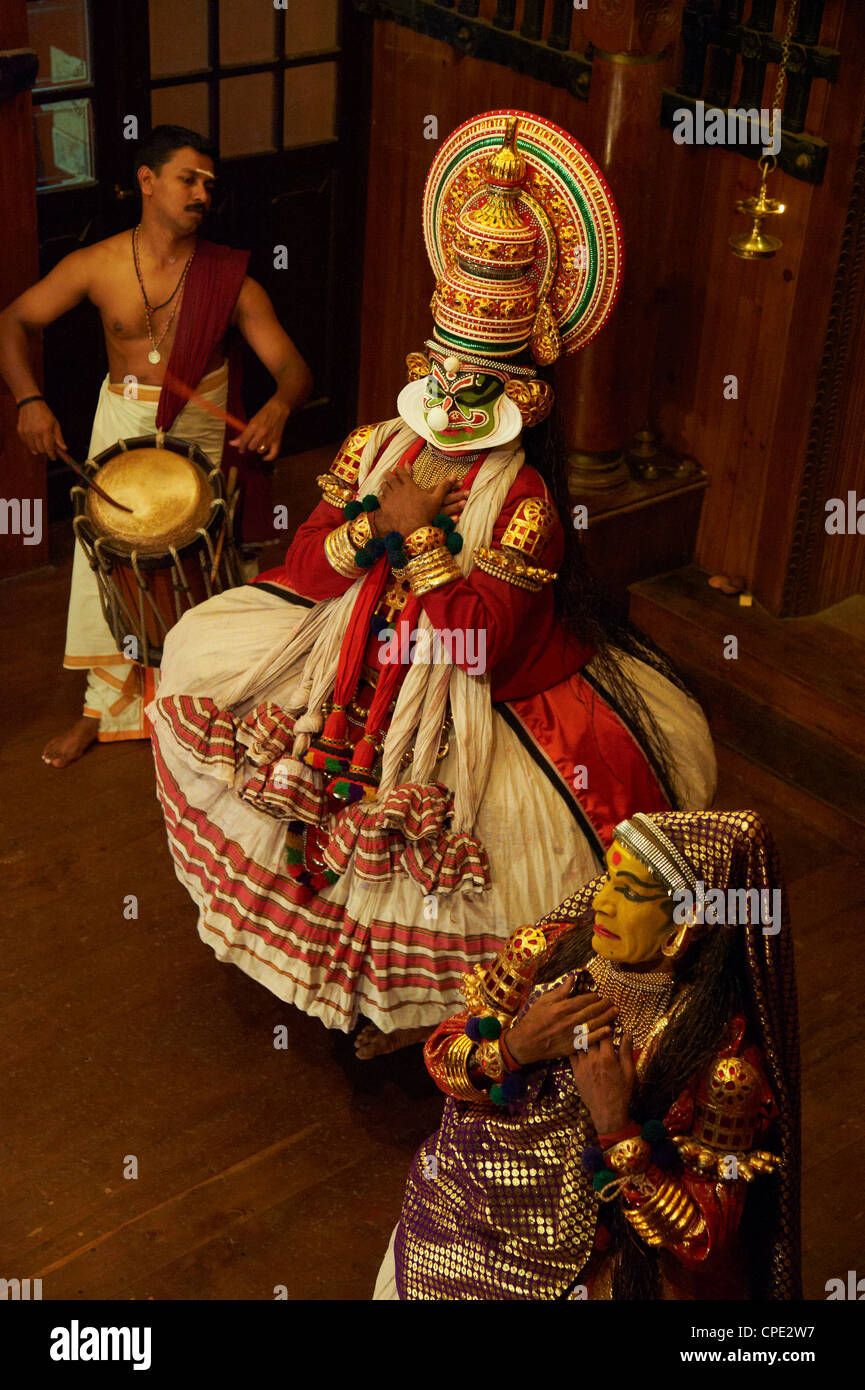 Kathakali Tänzer, Fort Cochin, Kerala, Indien, Asien Stockfoto