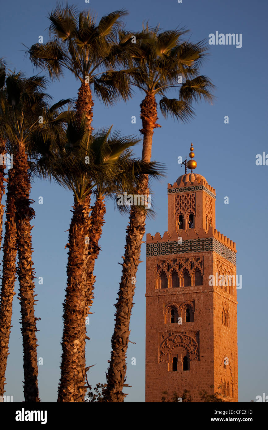 Minarett der KoutoubiaMoschee, Marrakesch, Marokko, Nordafrika, Afrika