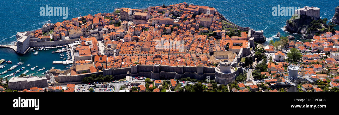 Dubrovnik, Kroatien - eine große hochauflösende Panorama der Stadt vom Berg Srd. Stockfoto