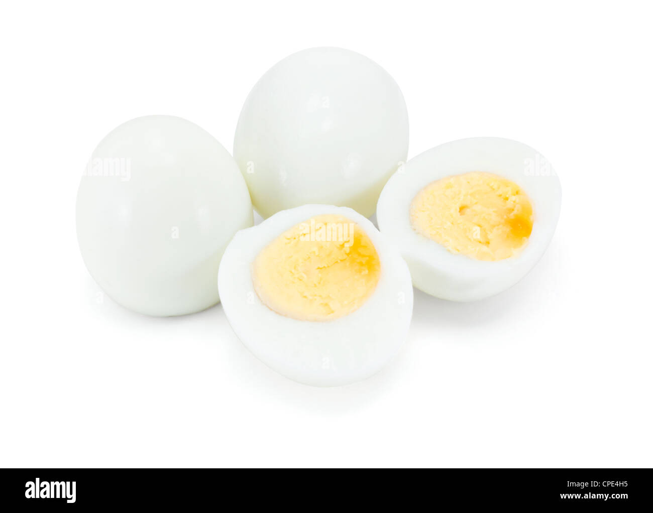Hart gekochten Eiern isoliert auf weiss Stockfoto