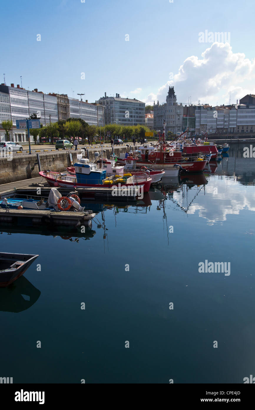 Blick auf Hafen in La Coruña, Spanien Stockfoto