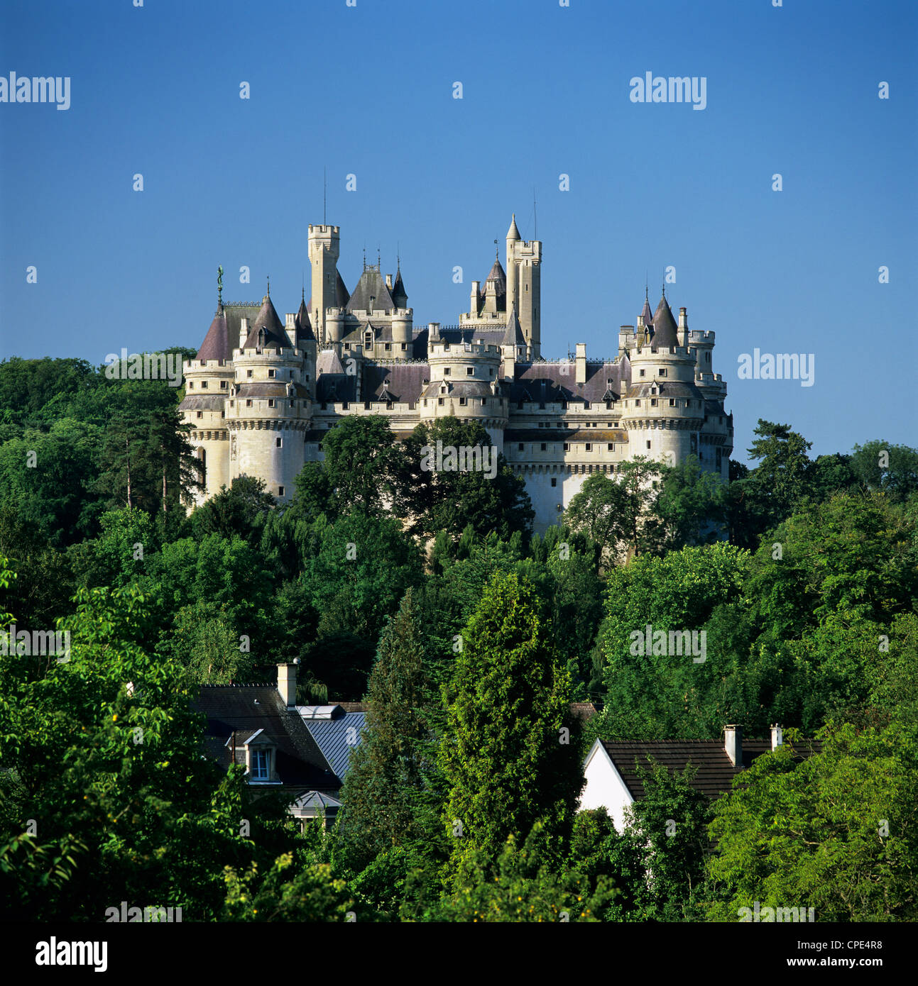 Das mittelalterliche Schloss Pierrefonds, Picardie, Frankreich Stockfoto