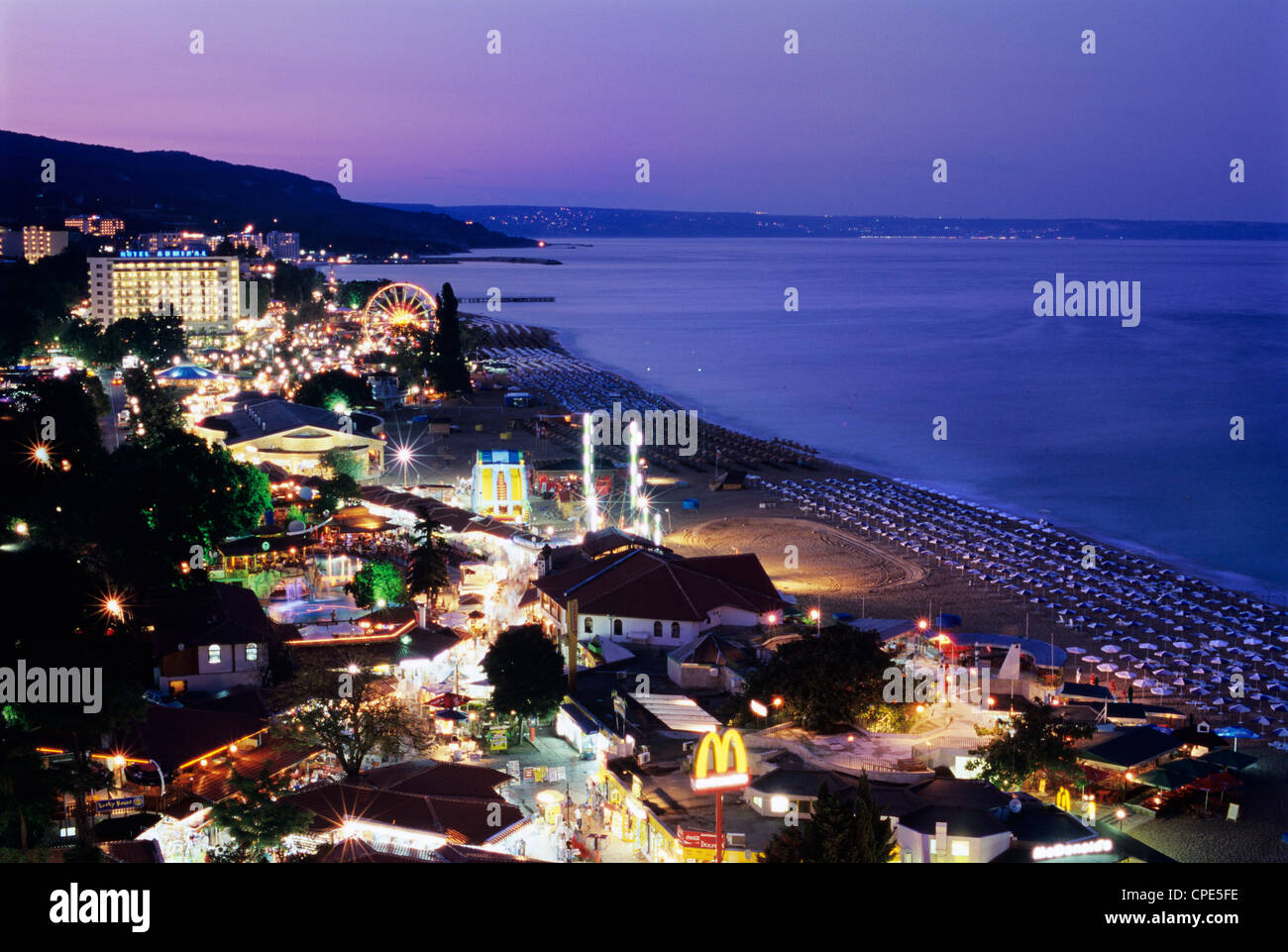 Blick über Resort, Goldstrand, Schwarzes Meer Küste, Bulgarien, Europa Stockfoto