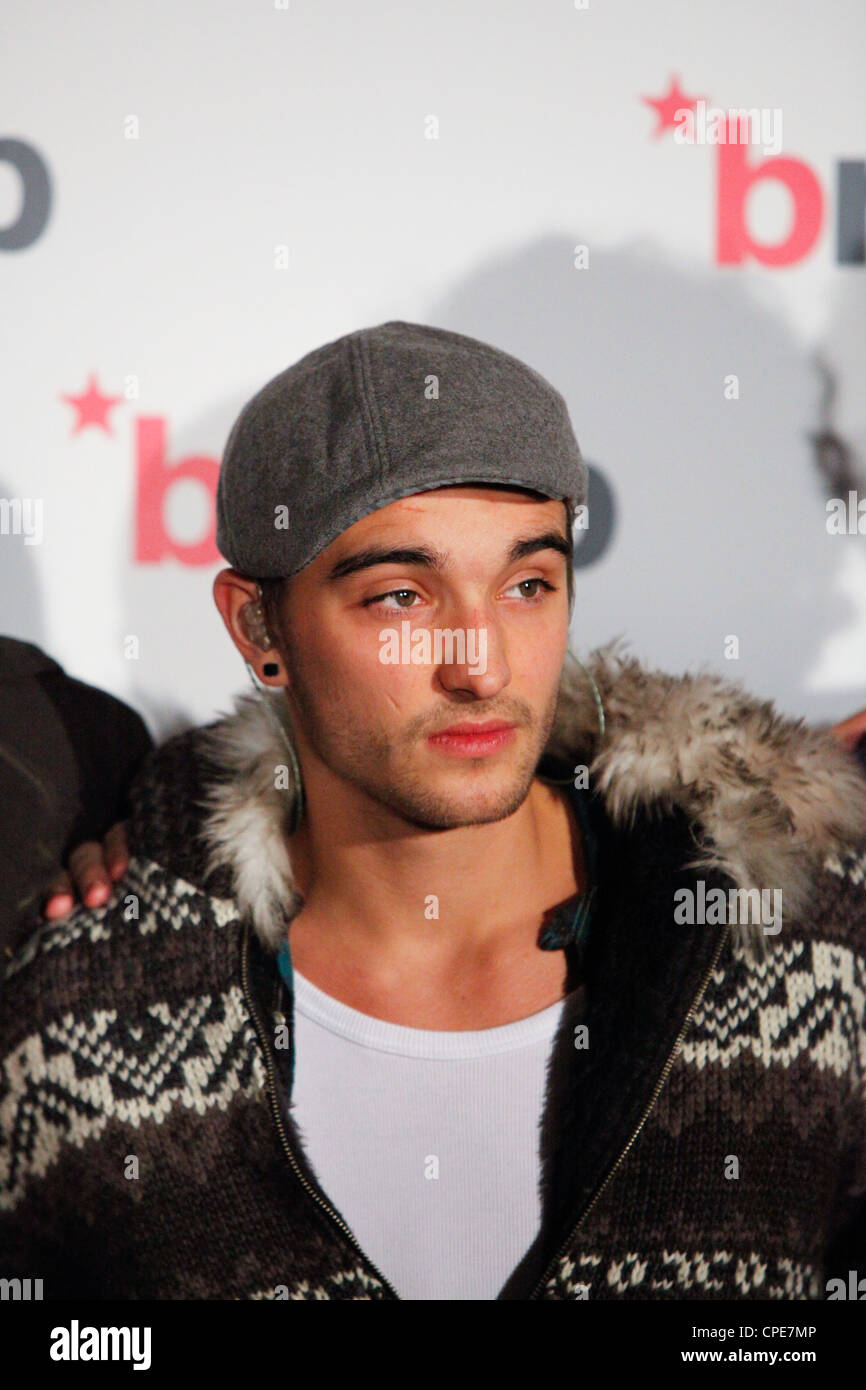 Tom Parker von der Boyband The Wanted backstage bei Birmingham LG Arena vor The BRMB Live Konzert im Jahr 2010. Stockfoto