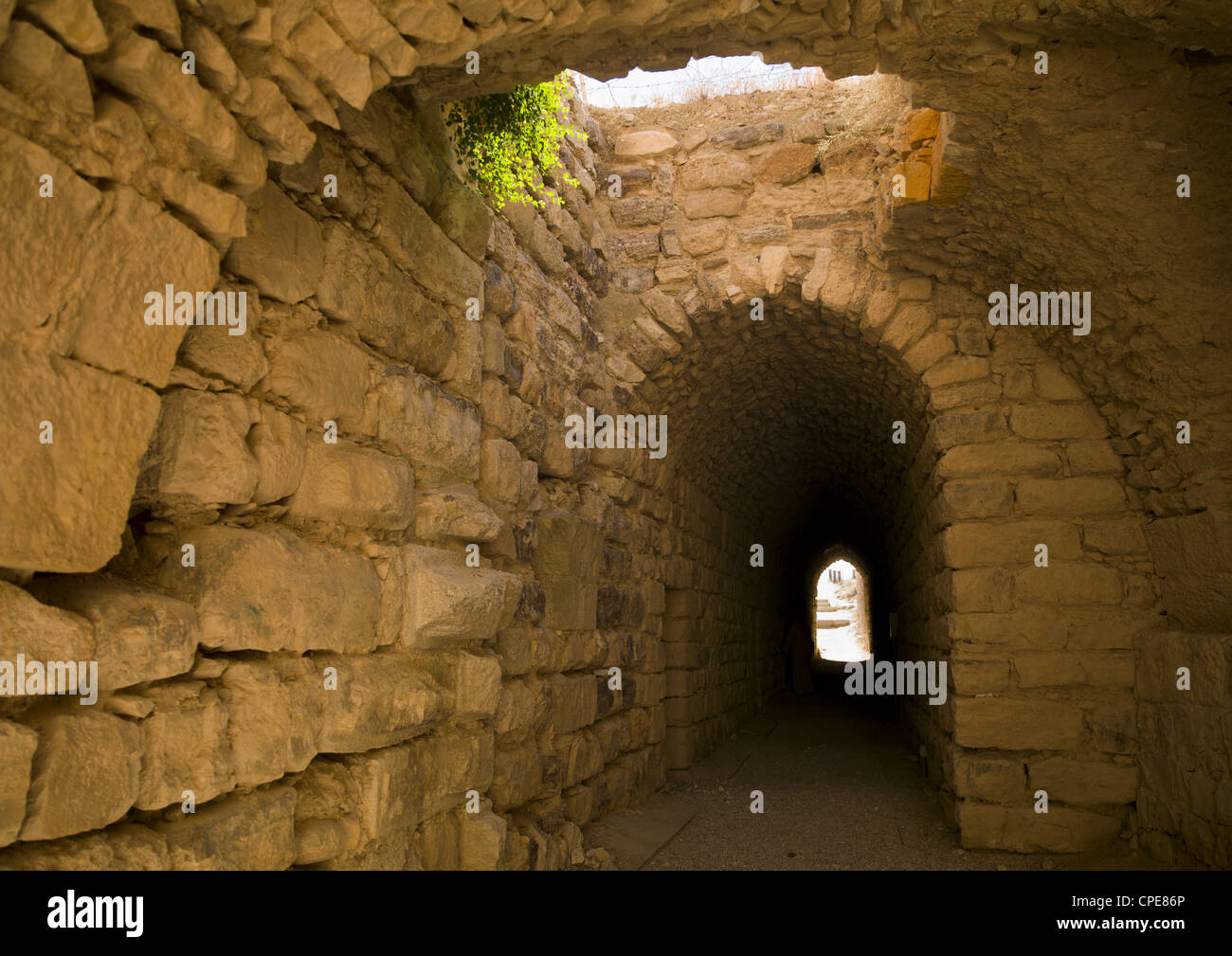 Gewölbten Steinen Galerie, Karak Schloß, Jordanien Stockfoto