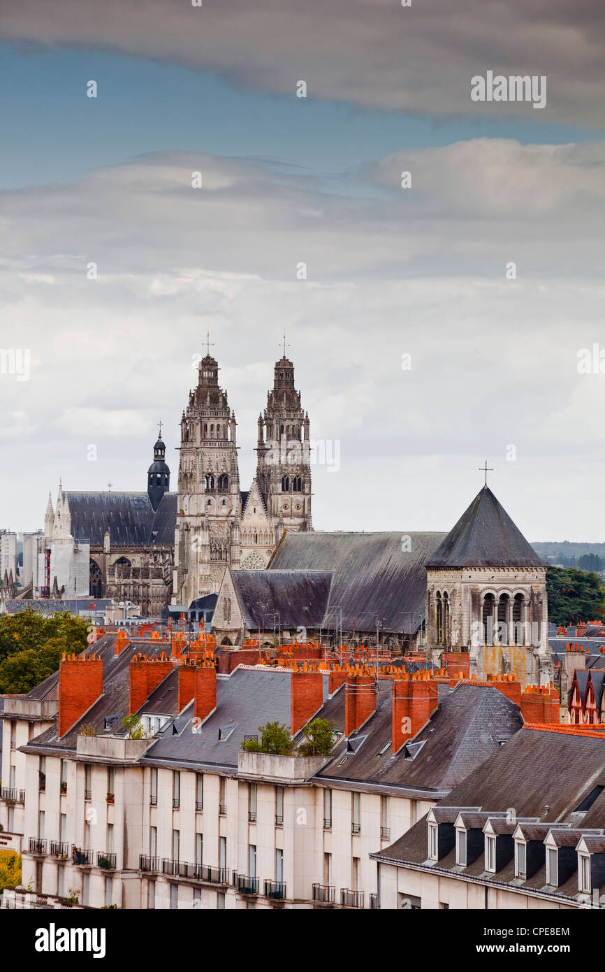 Blick auf St. Gaiten Kathedrale, Indre-et-Loire, Loire-Tal, Centre, Frankreich Stockfoto