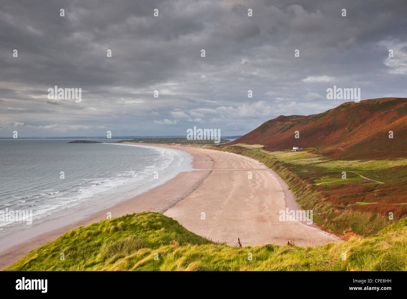 Rhossili Bucht auf der Halbinsel Gower, Wales, Vereinigtes Königreich, Europa Stockfoto