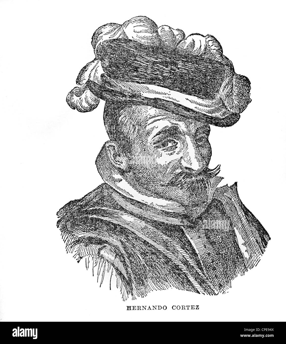 Eine Gravur der spanische Entdecker und Soldat, Hernando Cortez