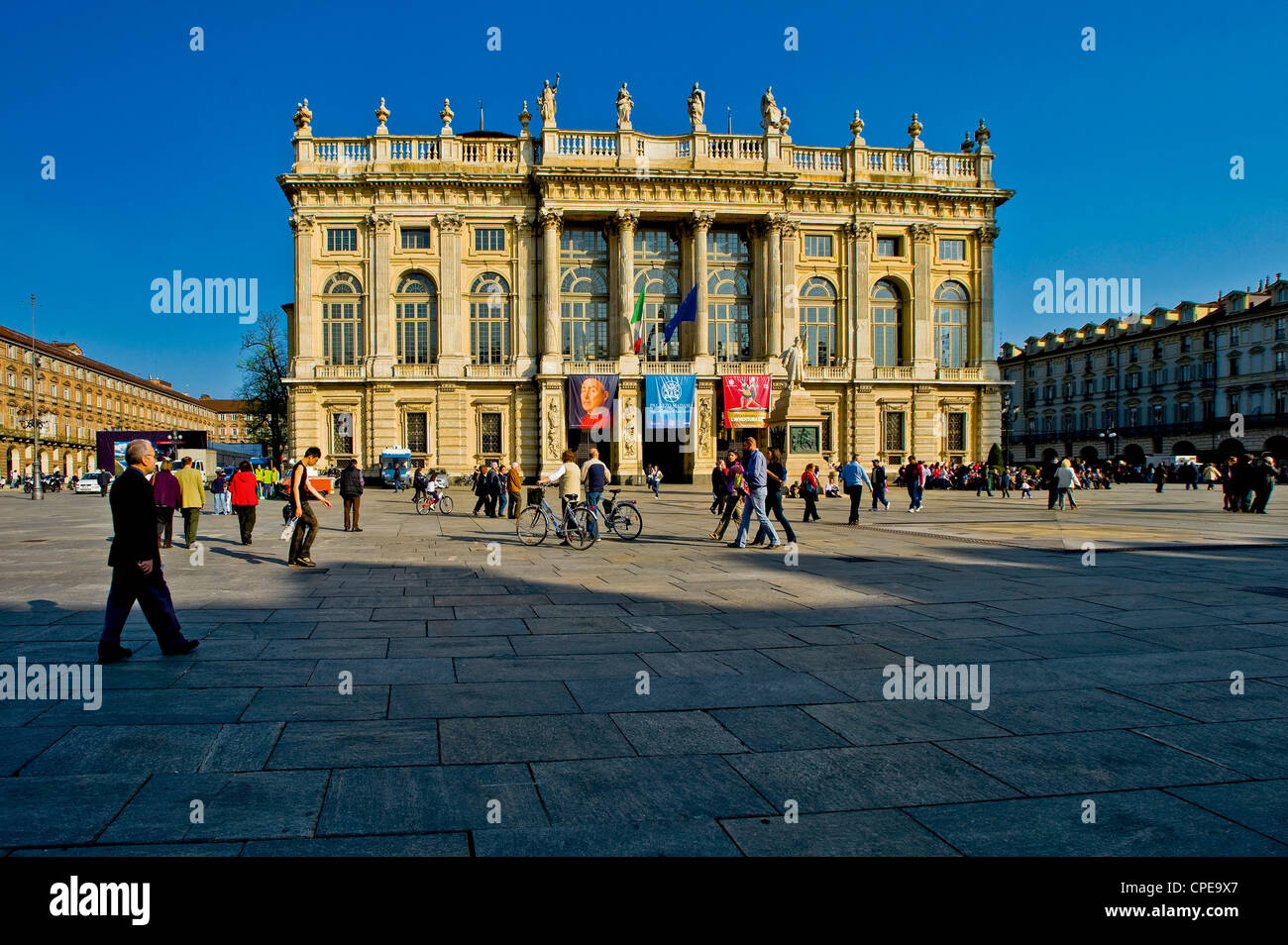 Europa Italien Piemont Turin Piazza Castello Palazzo Madama Stockfoto