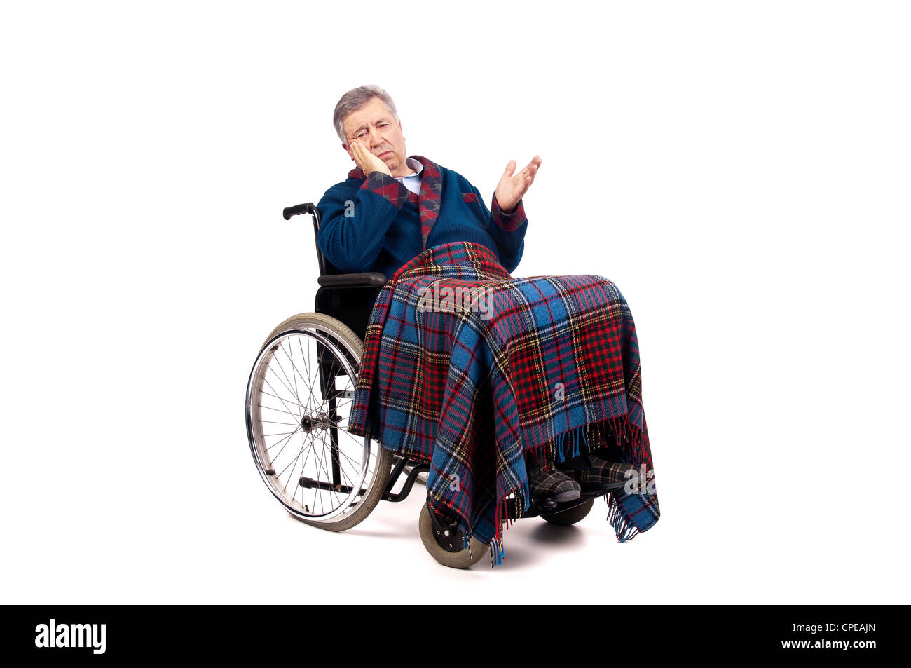 Einsame ältere Menschen im Rollstuhl Stockfoto