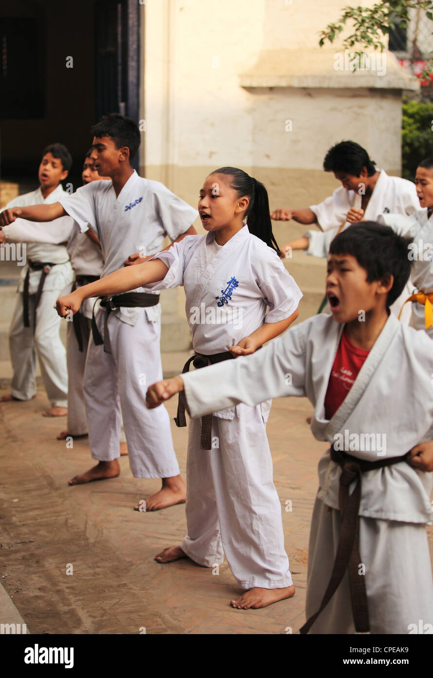 Karate-Schüler-Kathmandu-Nepal Stockfoto