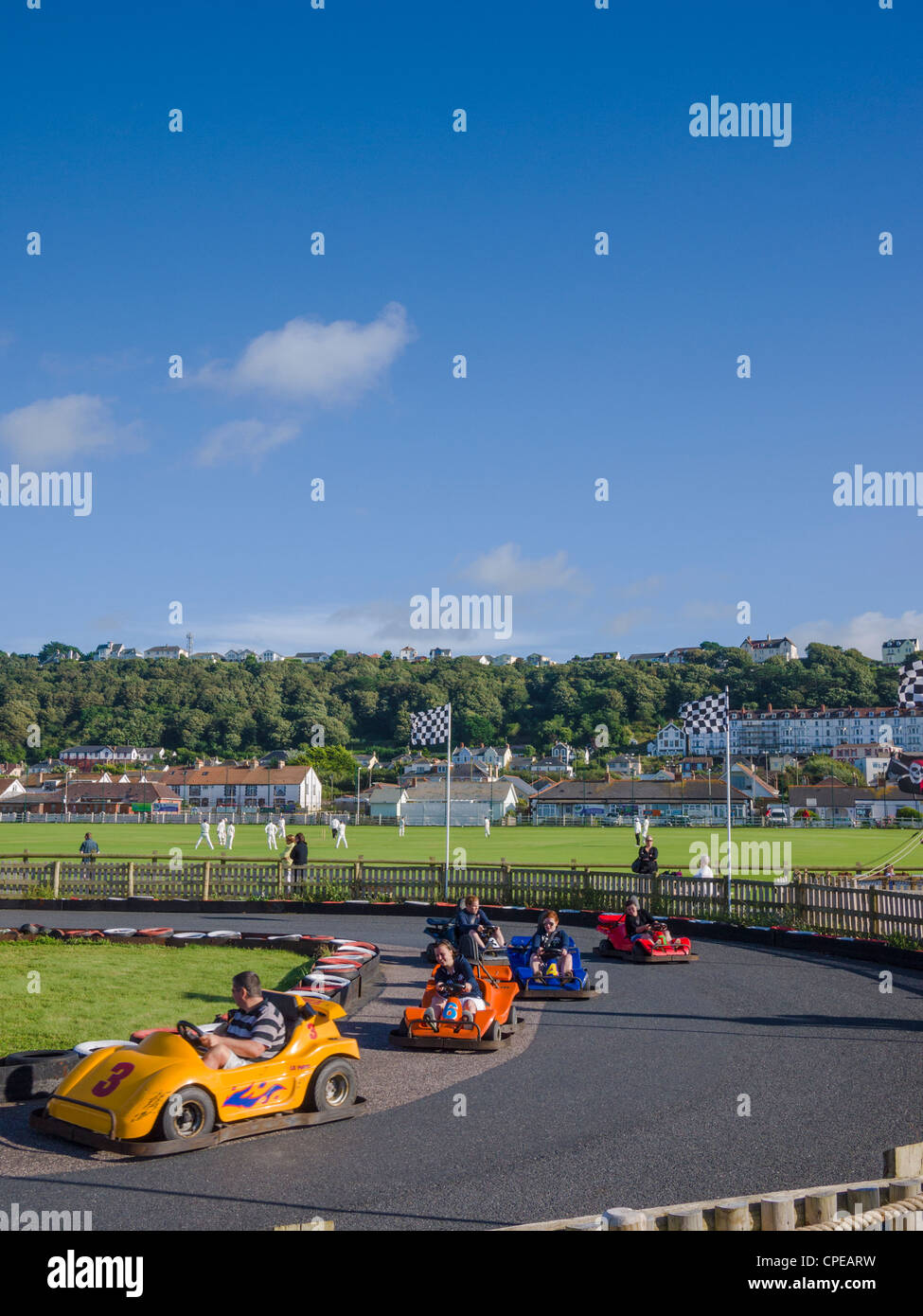 Go-Kart in das Seebad Westward Ho!, Devon, England. Stockfoto