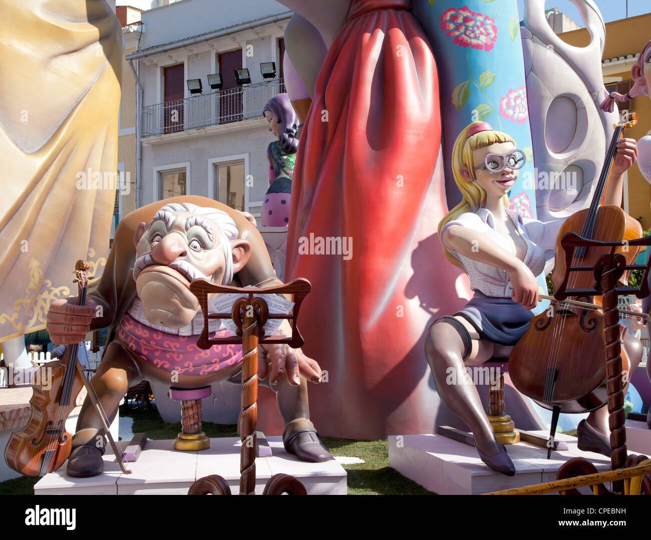 Fest Fallas in Valencia Provinz Straßen Zahlen Stockfoto