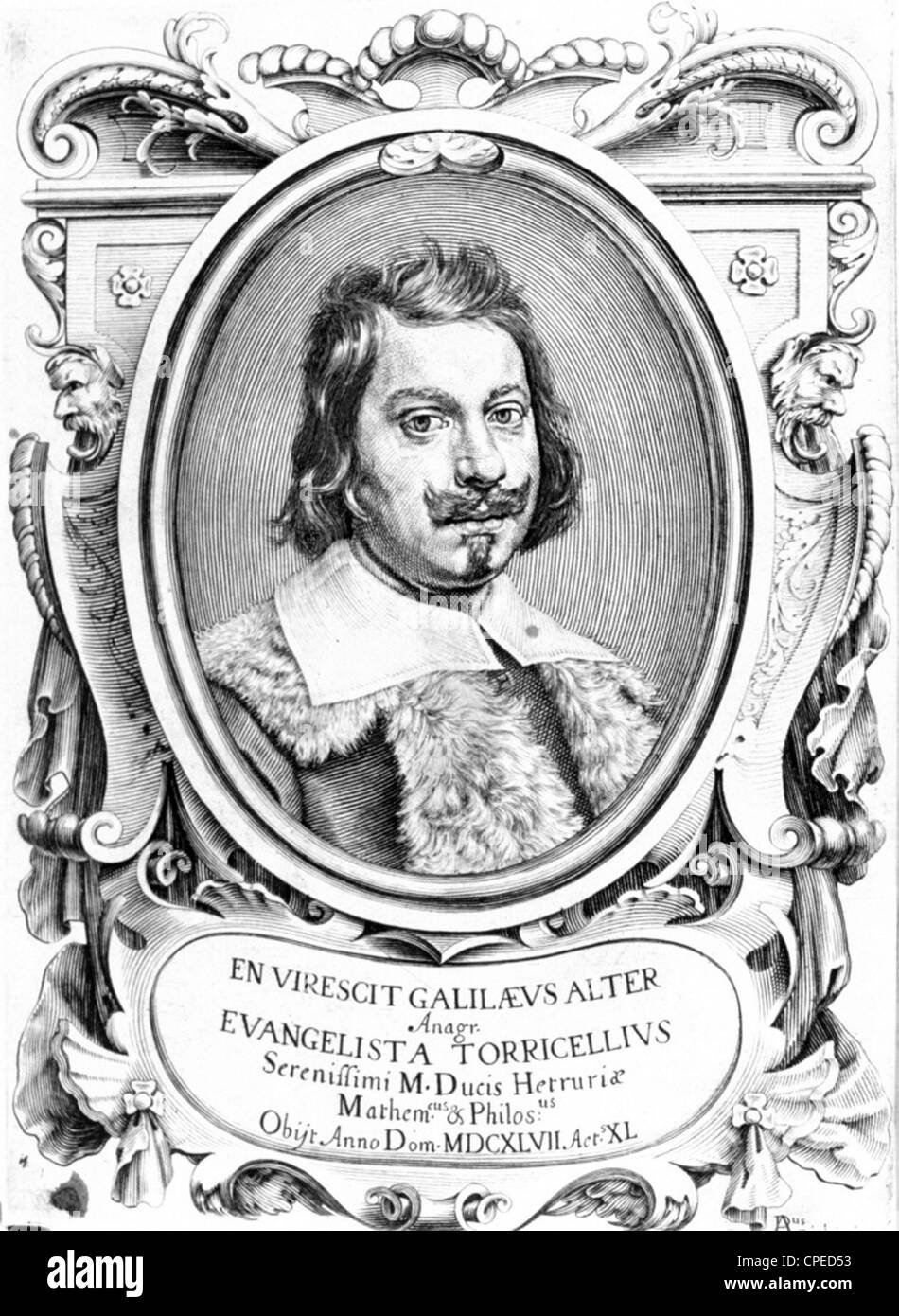 EVANGELISTA TORRICELLI (1608-1647) italienischer Physiker und Mathematiker Stockfoto