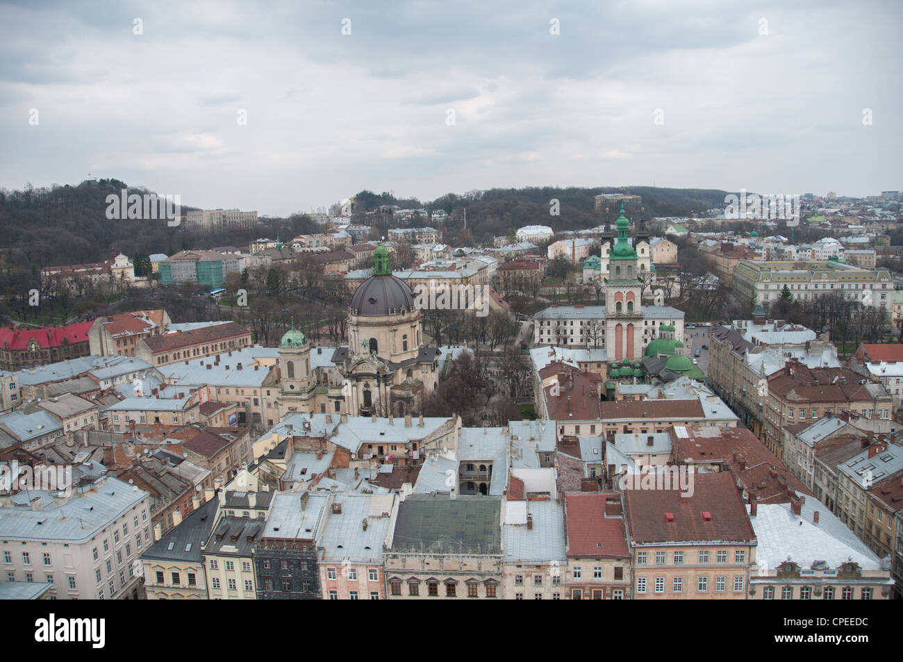 Lwiw, Ukraine, die Aussicht vom höchsten Punkt Stockfoto