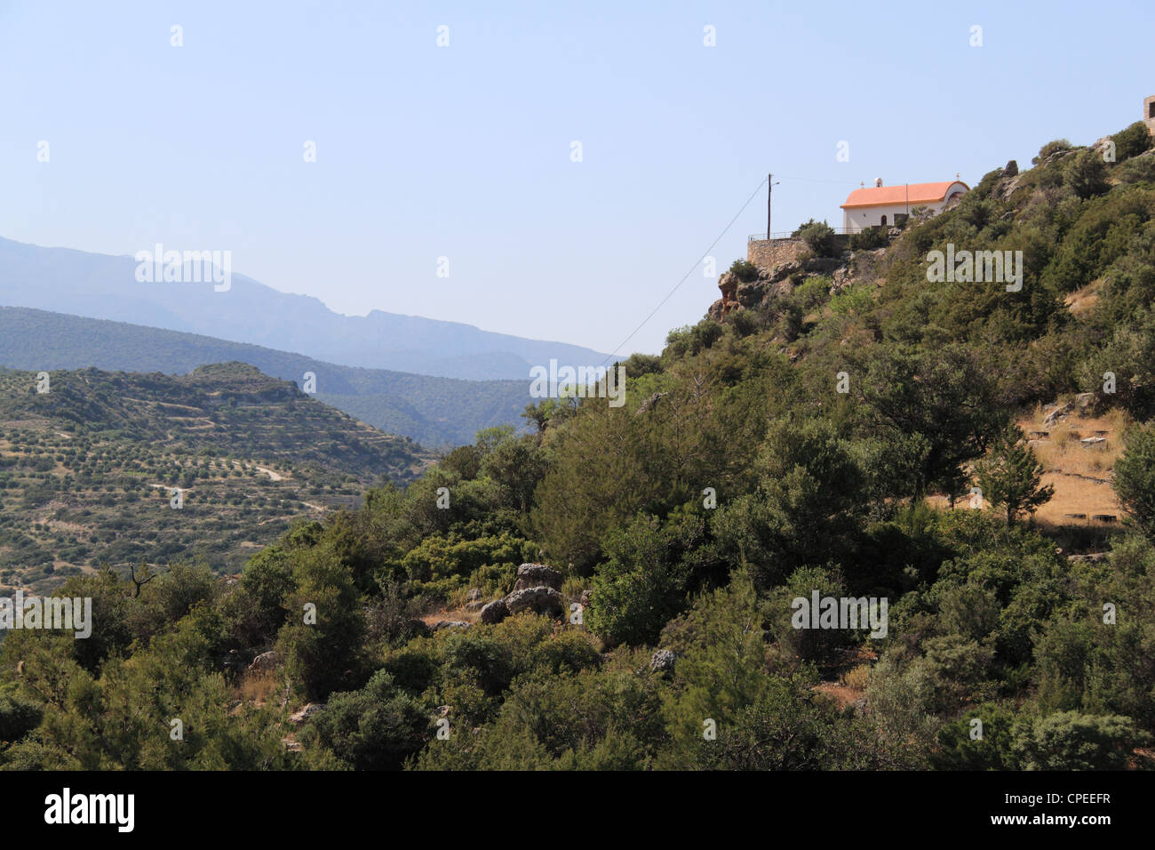 Kirche des Heiligen Kreuzes (Timios Stavros), Istron Kalo Chorio, Golf von Mirabello, Lasithi, Kreta, Griechenland, Mittelmeer, Europa Stockfoto