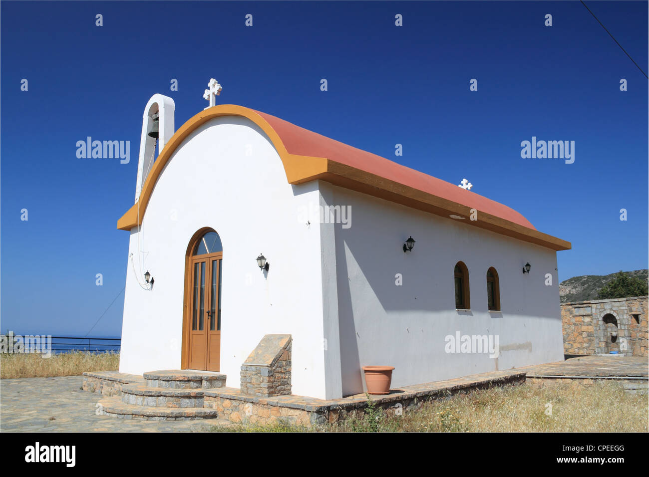 Kirche des Heiligen Kreuzes (Timios Stavros), Istron Kalo Chorio, Golf von Mirabello, Lasithi, Kreta, Griechenland, Mittelmeer, Europa Stockfoto