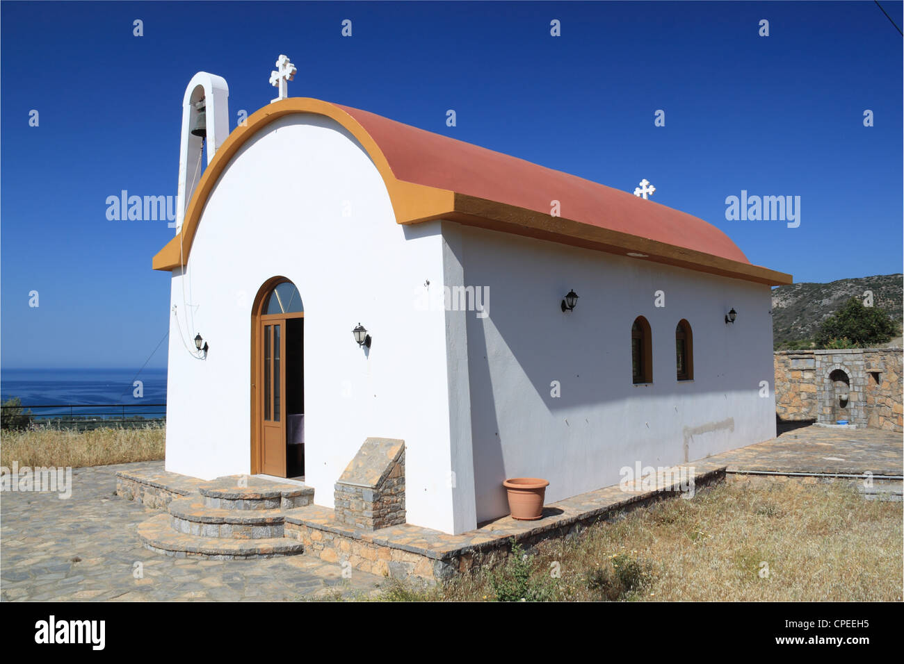 Kirche des Heiligen Kreuzes (Timios Stavros), Istron Kalo Chorio, Golf von Mirabello, Lasithi, Kreta, Griechenland, Mittelmeer, Europa Stockfoto