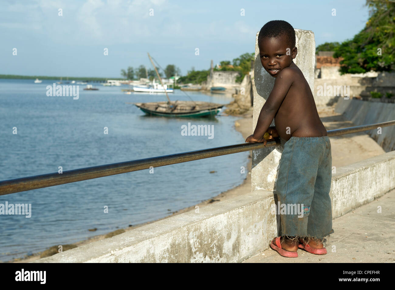 Mosambikanische Kind auf Ibo-Insel in der Quirimbas Archipel vor der Küste von Norden Mosambiks. Stockfoto