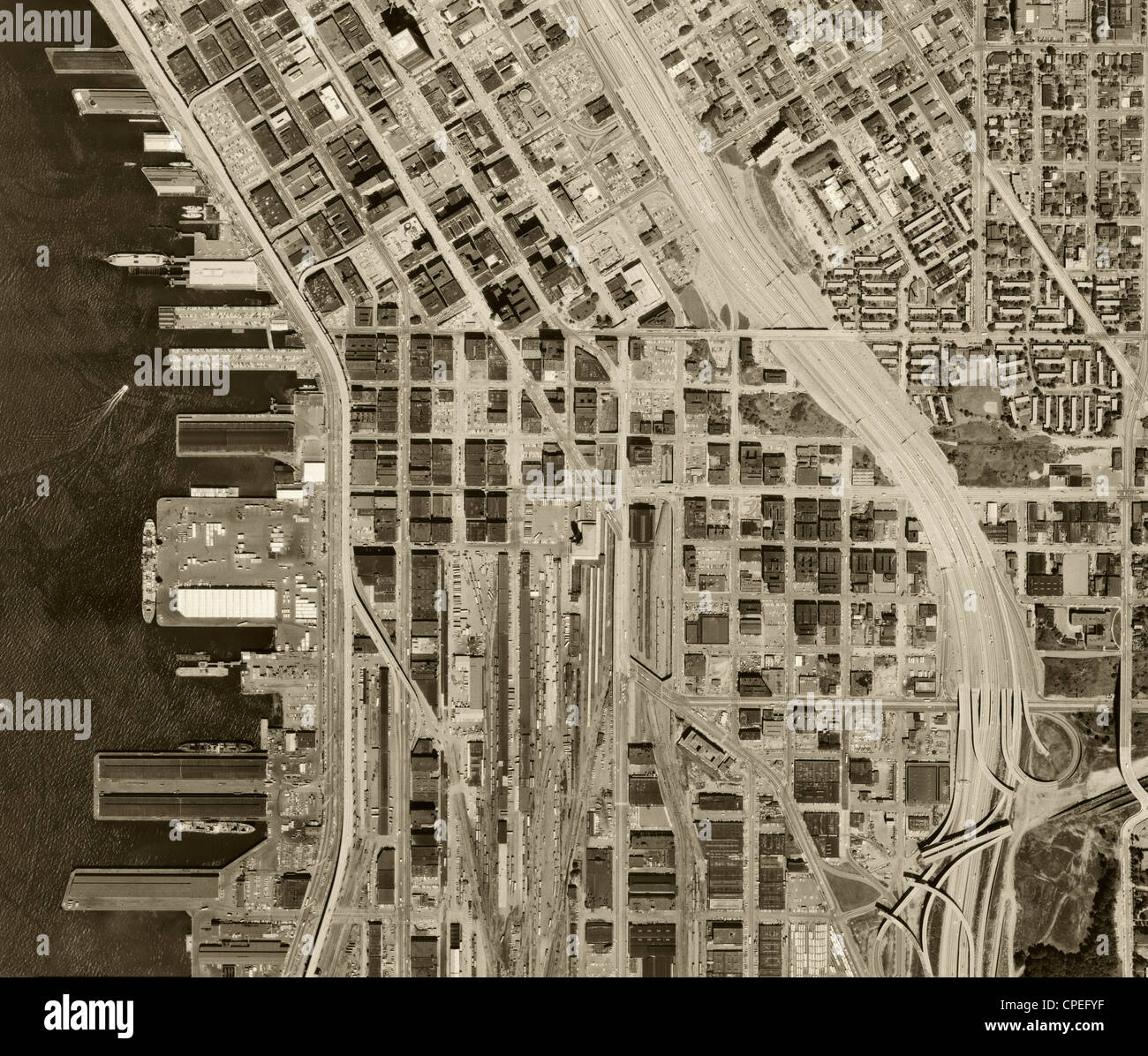 historische Luftaufnahme Seattle, Washington 1969 Stockfoto