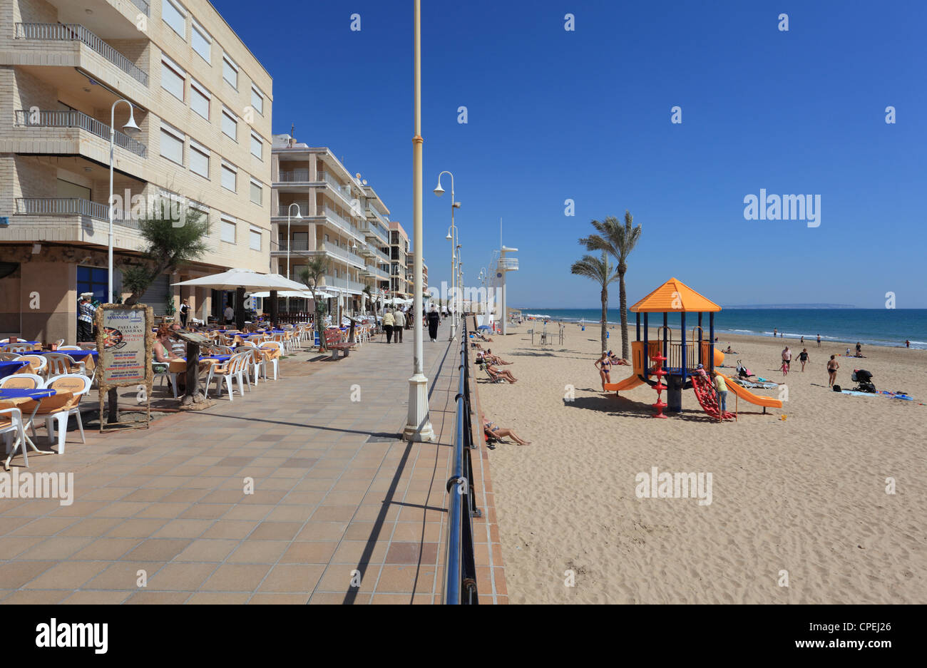 Promenade in Guardamar del Segura, Katalonien, Spanien Stockfoto