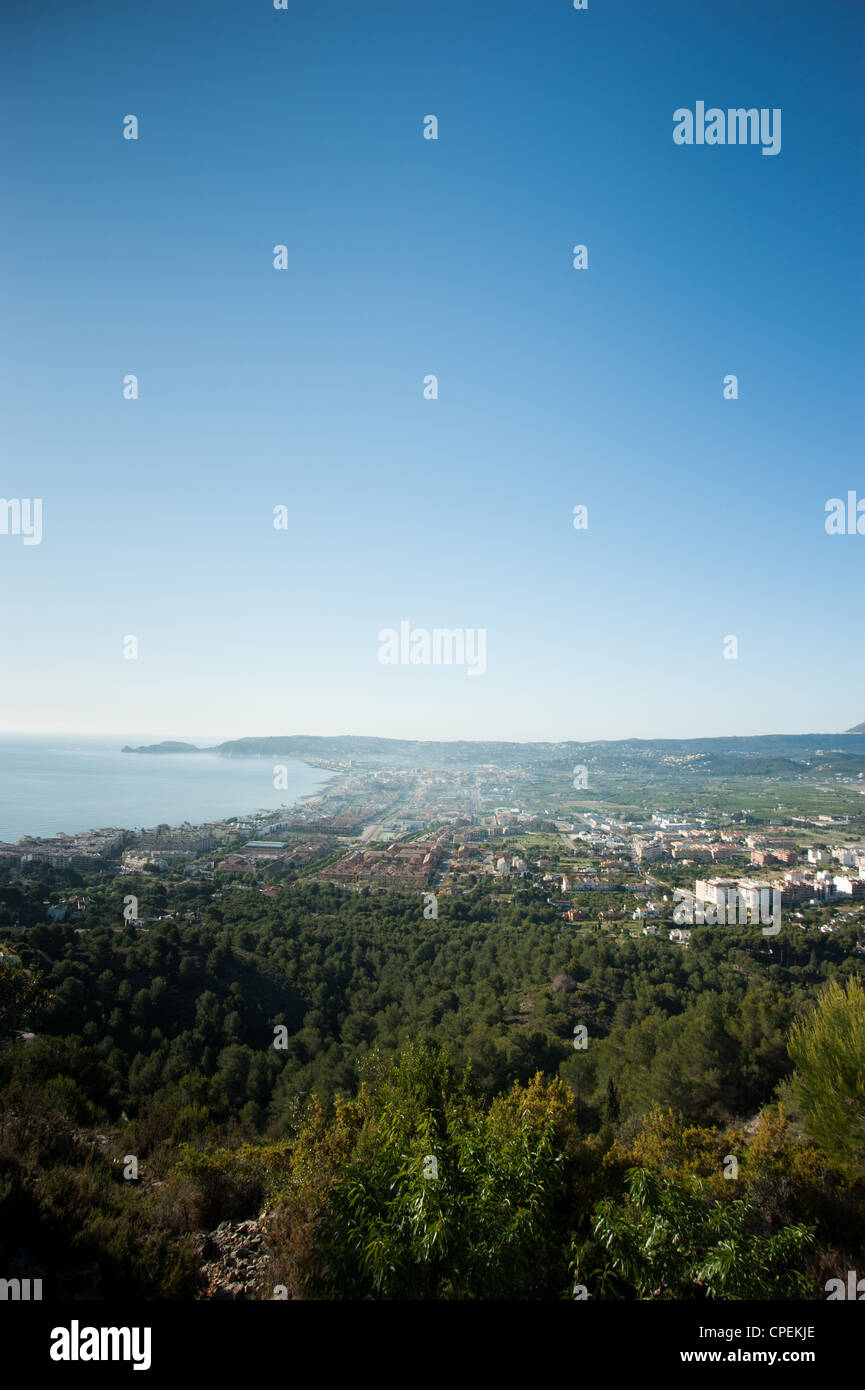 Die Stadt von Javea und La Nao Kap Stockfoto