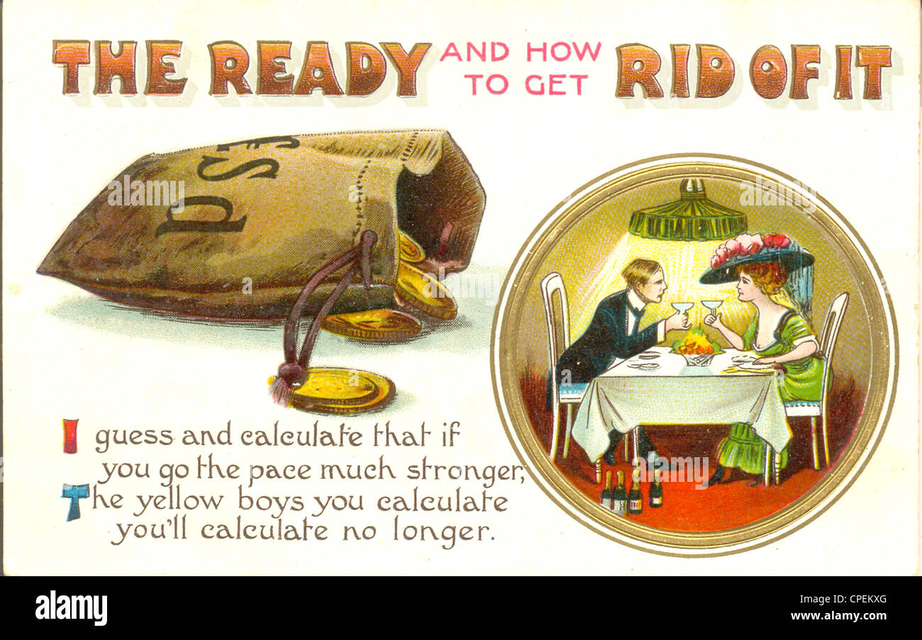 Comic-Postkarte mit dem Titel The bereit und wie man es loswerden Stockfoto