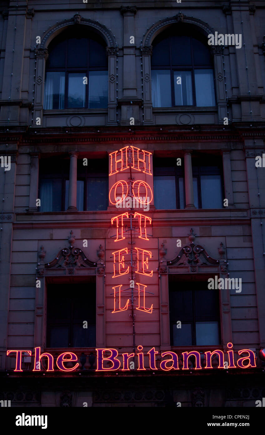 Das Britannia Hotel Schild Manchester Portland Street Stockfoto