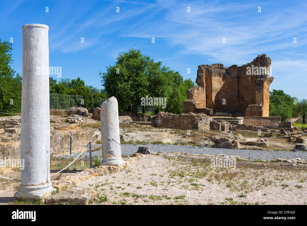 Die römischen Ruinen von Milreu bei Estói, Algarve, Portugal Stockfoto