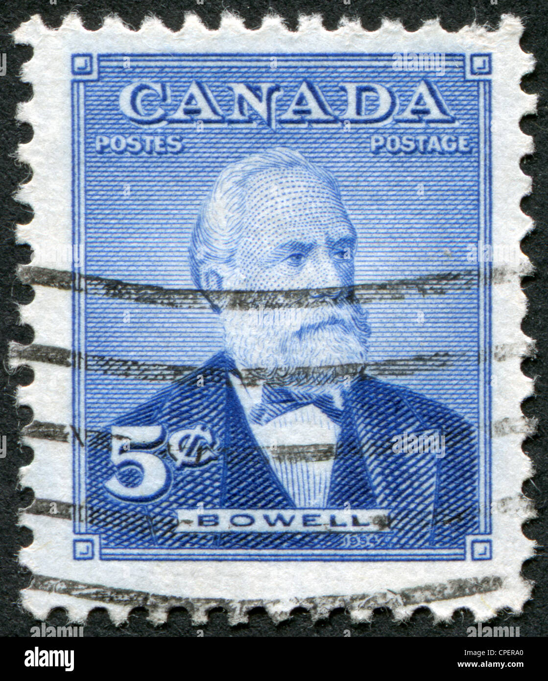 Kanada - ca. 1954: Briefmarken gedruckt in Kanada, zeigt Sir Mackenzie Bowell, ca. 1954 Stockfoto