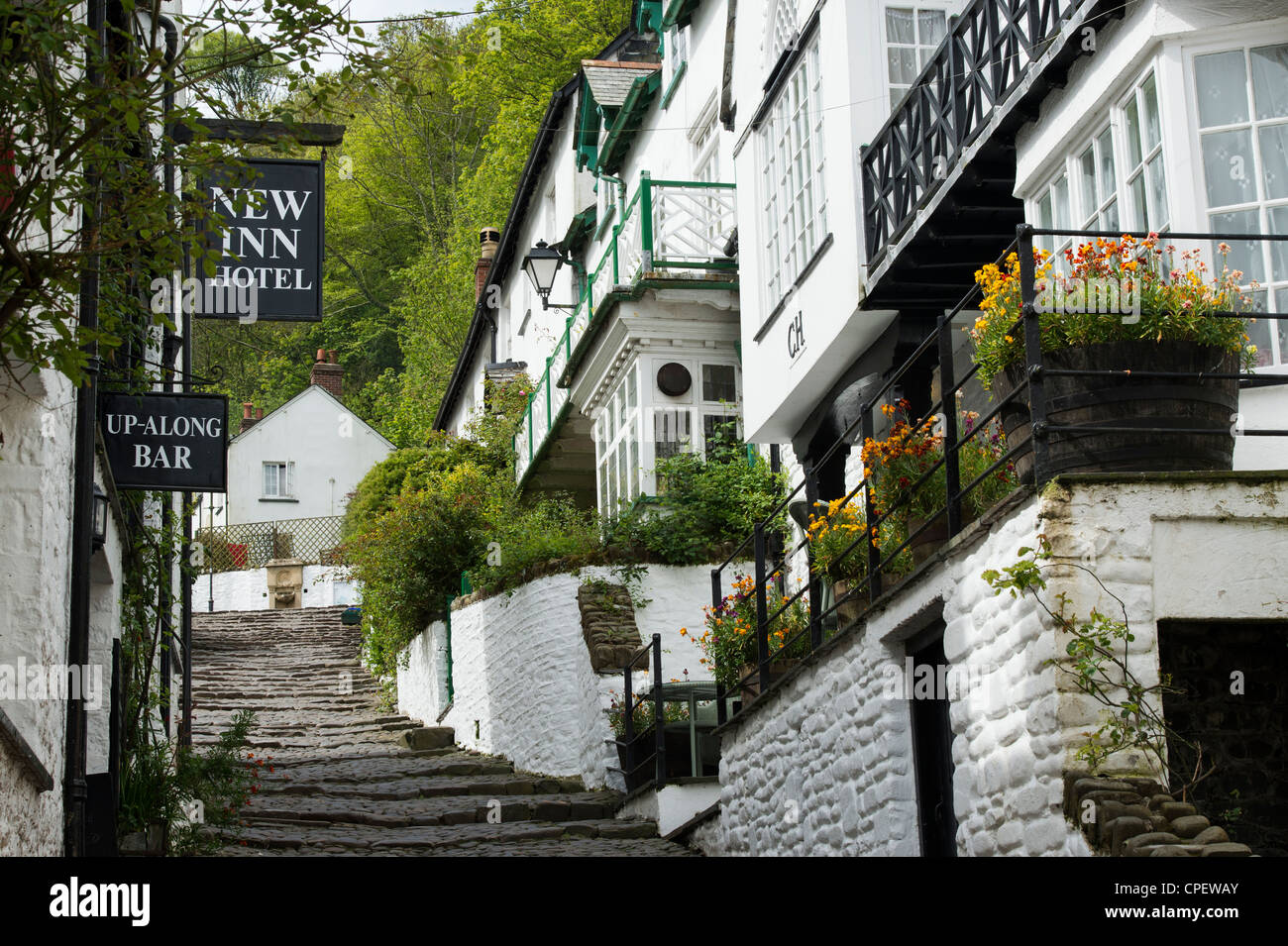 Clovelly. Historischen Privatbesitz traditionelle Devon Dorf. England Stockfoto