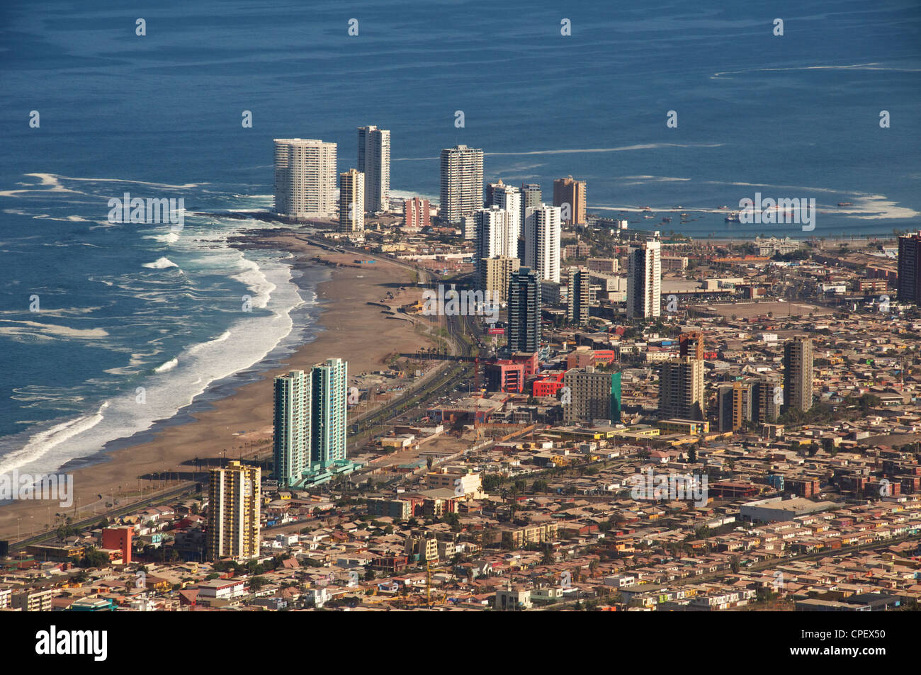 Vogelauge Ansicht Stadtzentrum Iquique Chile Stockfoto