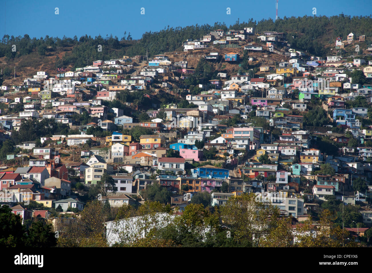Panoramablick auf Valparaiso Chile Stockfoto