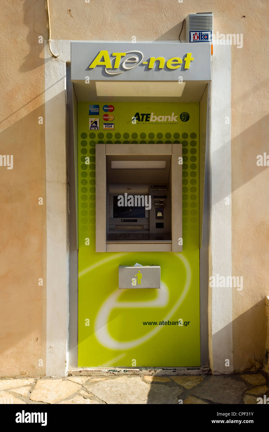 Geldautomat ATE Bank Griechenland. Stockfoto
