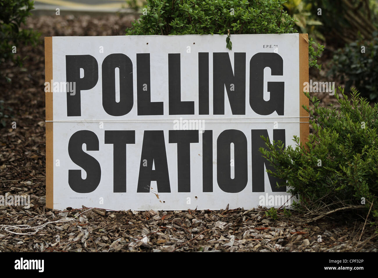 Polling Station Zeichen allgemeinen Wahlen Stockfoto