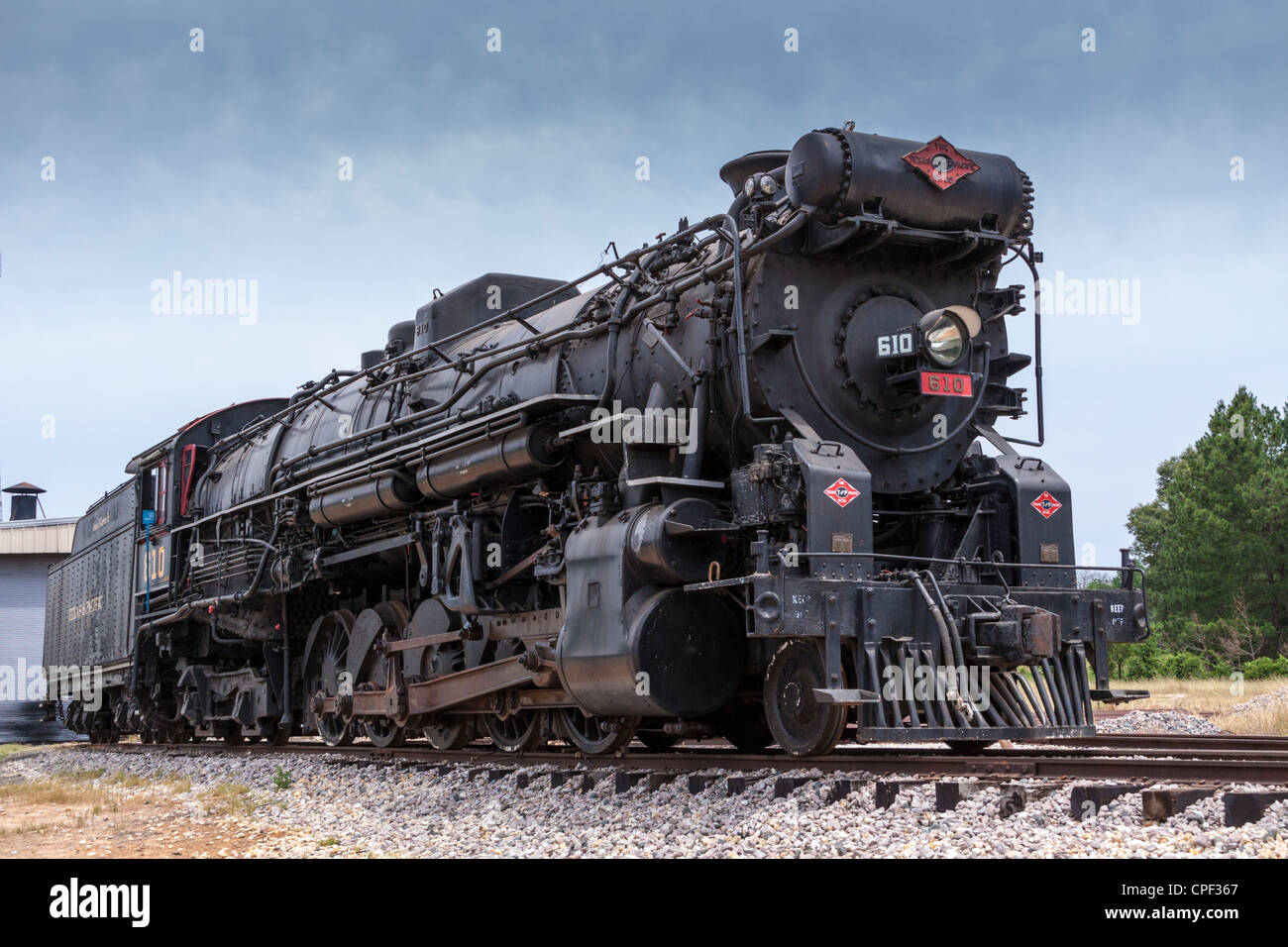 1927 Lima Super-Power-Dampfmaschine 610, 2-10-4-Rad-Konfiguration, Klassifizierung 'Texas Class' bei 'Texas State Railroad', Palästina, Texas. Stockfoto