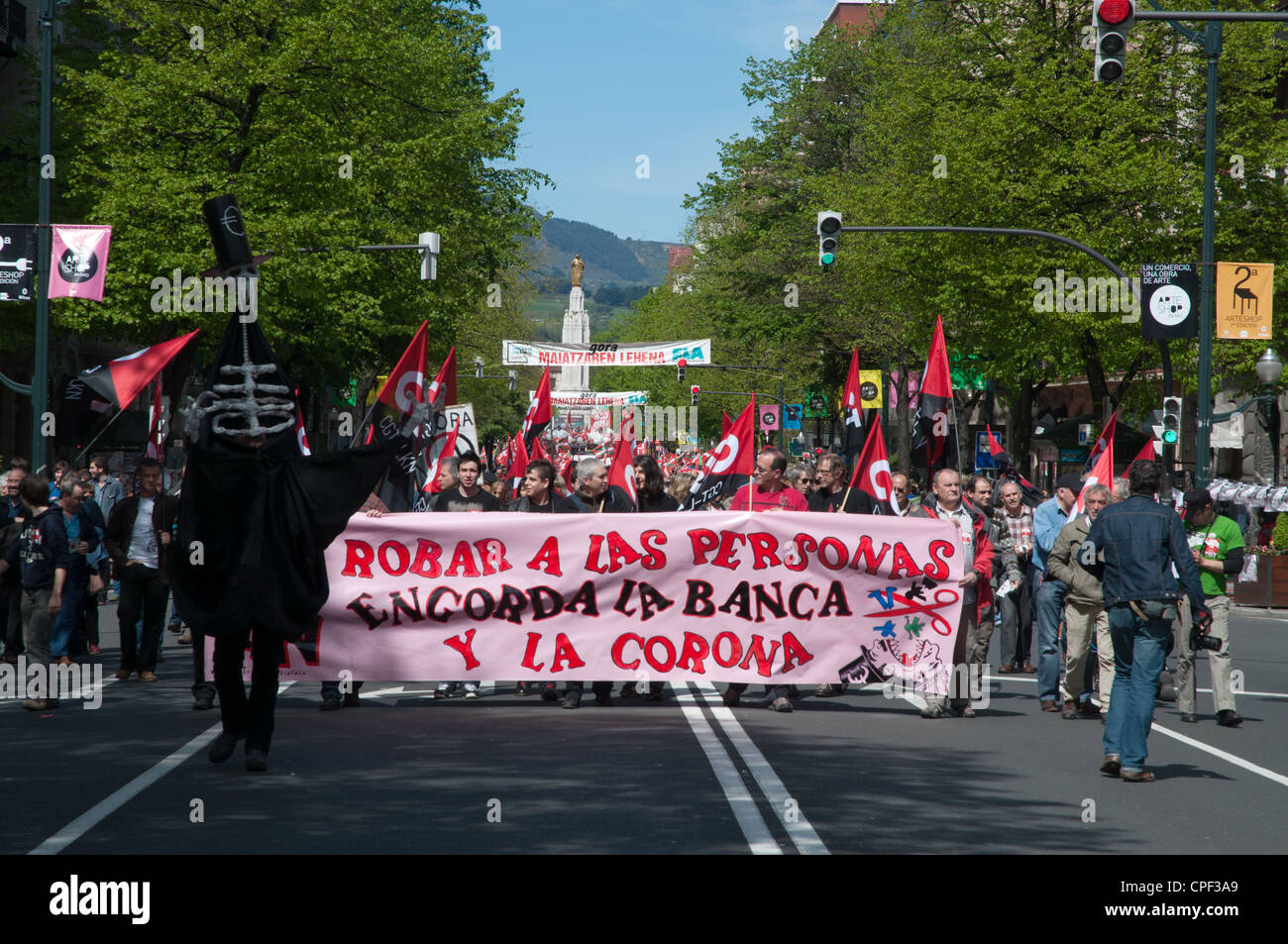 Tag der Arbeit Demonstrationen auf den Straßen von Bilbao Baskenland Spanien Stockfoto