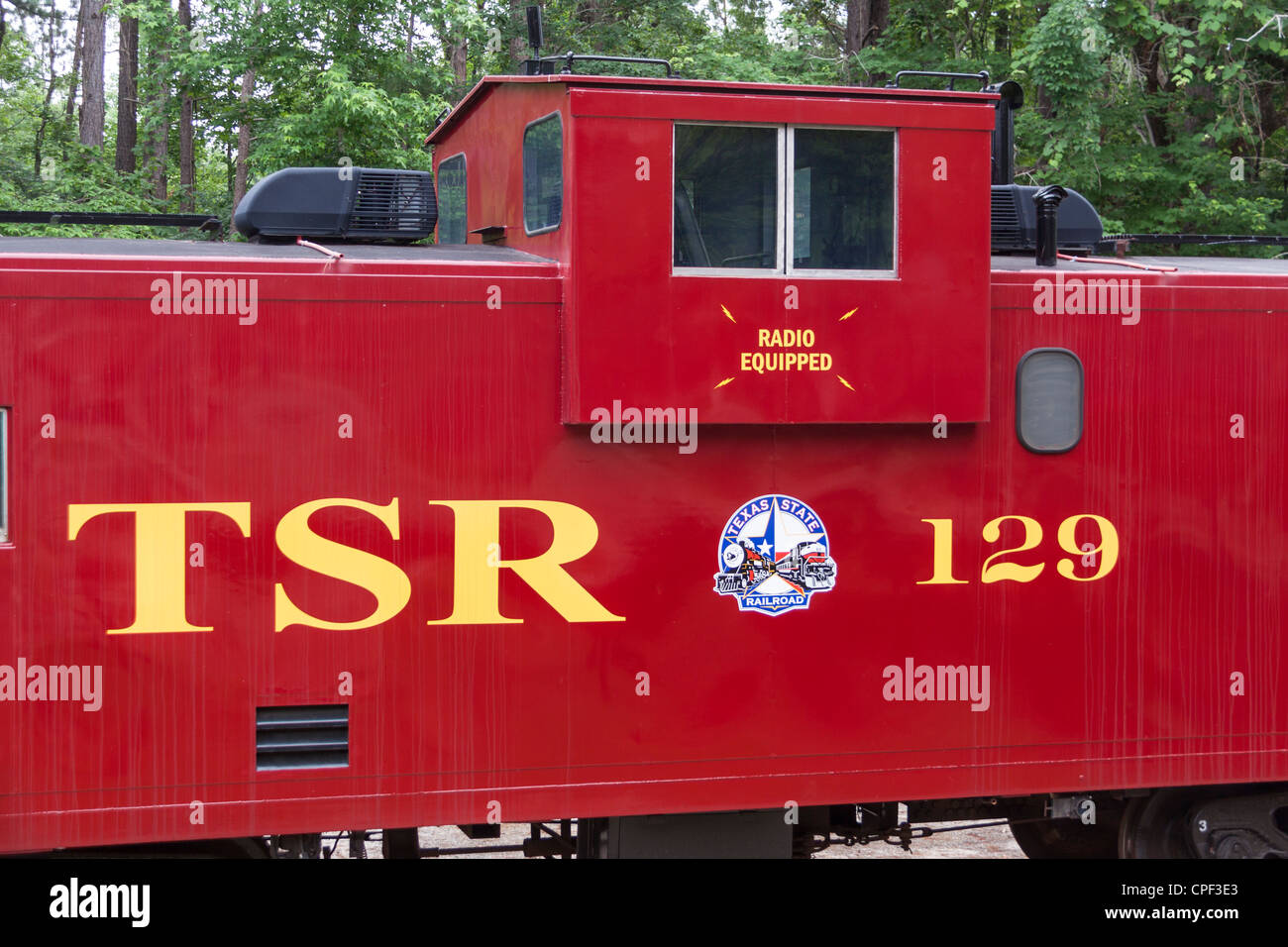 Caboose, restaurierter Oldtimer auf dem 'Texas State Railroad' 2012 Railfest, Palestine, Texas. Stockfoto