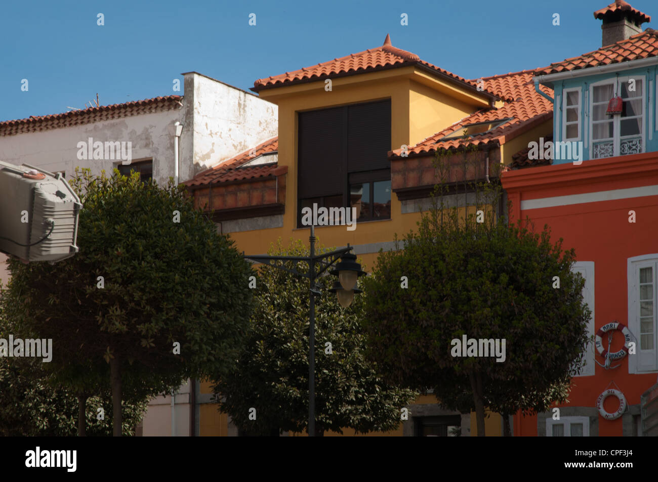 Spanische Architektur Luanco Avilles Spanien street Szene Erhaltung einheimischer buildingspreservation Stockfoto