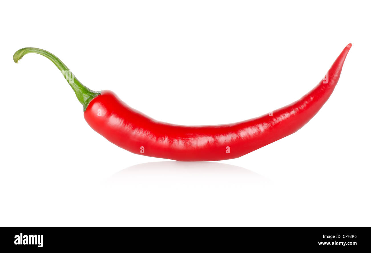 Hot Chili peppers isoliert auf weißem Hintergrund Stockfoto