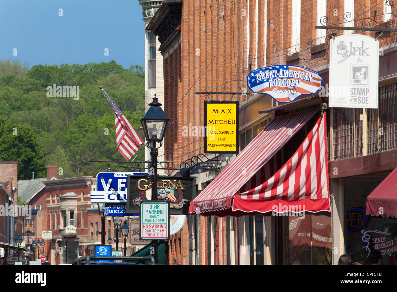 Historisches Viertel, Bauten des 19. Jahrhunderts, Heimat von Ulysses S Grant führen Bergbau, Galena, Illinois Stockfoto