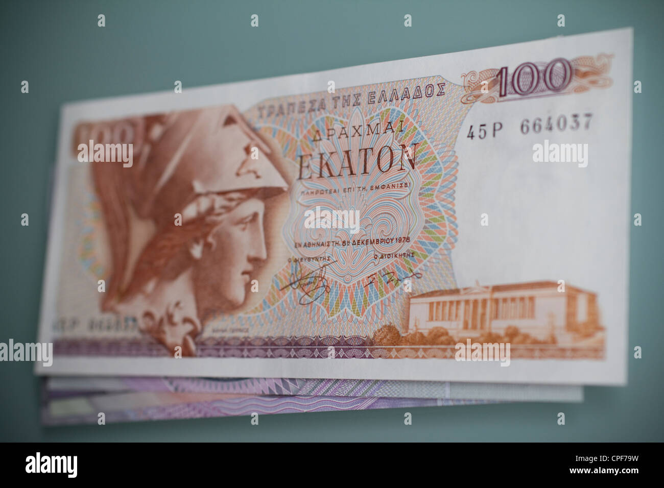 Geldscheine Geld Cash Drachme Währung Griechenlands vor Euro Stockfoto